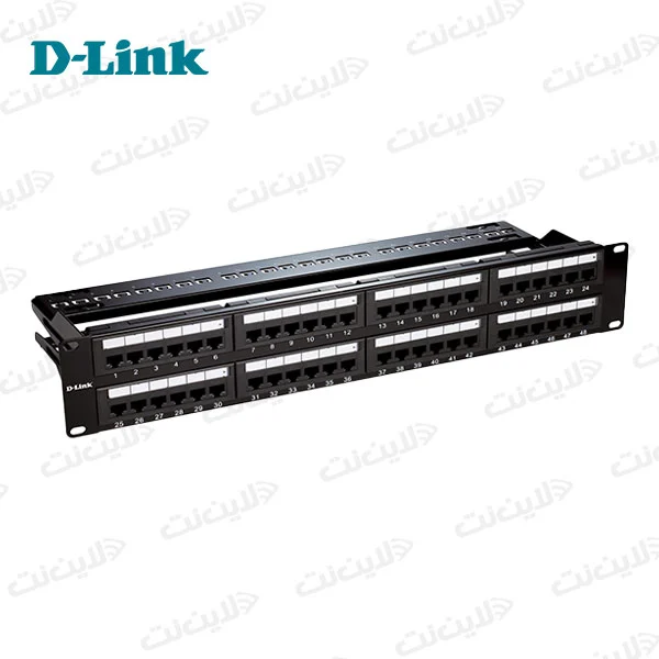 پچ پنل لودد 48 پورت Cat6 D-LINK مشکی