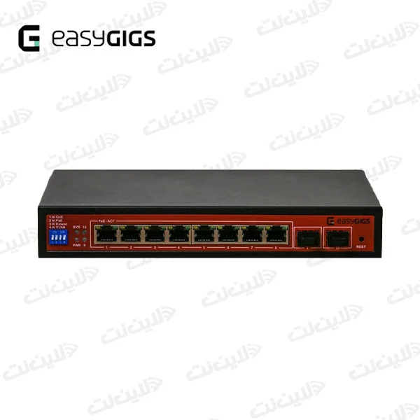 سوئیچ شبکه 8 پورت مدیریتی PoE ایزی گیگز مدل Easy Gigs SWU-2451-10GPS